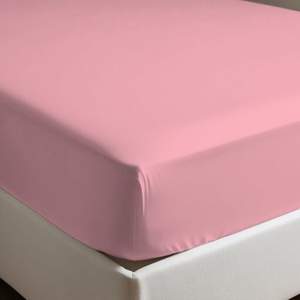 Sábana Ajustable 100% Algodón Rosa Tamaño Super King 180x200cm - Product Image 1
