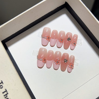Nouvelles 10 pièces de faux ongles à presser faits main, de luxe, courts et ronds, style Spice Girl Y2K, avec motifs papillon, araignée, nœud et strass, couvrance totale, en métal