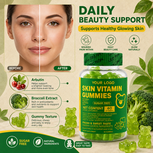 Gummies vitaminées éclaircissantes et illuminatrices pour la peau, certifiées GMP, sans sucre, véganes, à l'arbutine et à la vitamine C, pour une peau radieuse et éclatante (OEM/ODM) - Product Image 3
