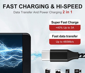 Nouvelles Innovations Câble Type-C en Nylon Tressé à Haute Vitesse de Transmission de Données 480 Mbps, Câble de Synchronisation à Charge Rapide 3A pour <span class=keywords><strong>iPhone</strong></span> 12 Pro - Product Image 5