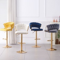 Tabourets de bar hauts de gamme en métal doré et cuir, style nordique moderne, avec dossier, pour cuisine et maison, mobilier abordable