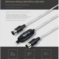 Câble MIDI USB 5 broches, convertisseur MIDI vers USB pour orgue électronique, piano numérique, piano à manivelle, édition audio de guitare