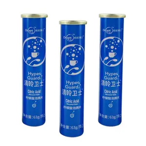 Wholesale Aluminum Vitamin Effervescent Tablets Packaging Tubes With Silica Desiccant Lid Heat Transfer Printing
