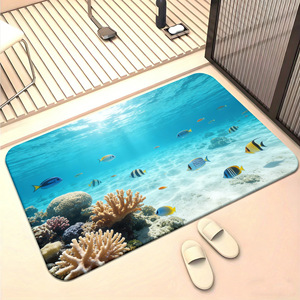 Tapis de sol 3D stéréoscopique effet visuel, en terre de diatomée, pour salle de bain, absorbant l'eau, séchage rapide, tapis d'entrée antidérapant. - Product Image 2