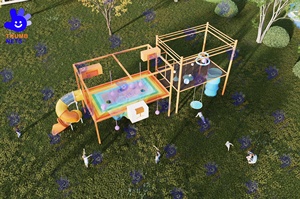Estructura de Juego de Red de Cuerda de Plástico con Forma de Oso de Dibujos Animados, Equipo de Juego Infantil para Exteriores Ecológico y Seguro, Tobogán, Columpio, Red de Escalada para Parque - Product Image 5