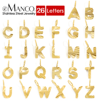Pendentif de collier EMANCO en acier inoxydable, breloques alphabet fleur et nom ondulé, vente en gros