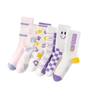 Mới Thiết Kế Thời Trang Đầy Màu Sắc Vui Vẻ Crew Socks Cho Các Cặp Vợ Chồng Cô Gái Bền Vững Cotton Dệt Kim In Kỹ Thuật Số