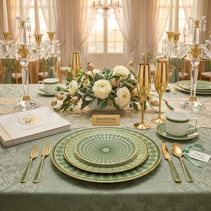 <span class=keywords><strong>Service</strong></span> de Table de Luxe en <span class=keywords><strong>Porcelaine</strong></span> Verte avec Bordure en Or Véritable, Vaisselle de Mariage en <span class=keywords><strong>Porcelaine</strong></span> Fine, Ensemble Assiettes et Bols en Céramique Motif Cygne Style Palais 2026 - Product Image 5