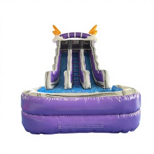 Kids backyard party wet bounce house dual lane <b>inflatable</b> lightning <b>water</b> <b>slide</b> commercial - Product Image 1