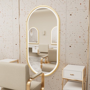 <span class=keywords><strong>Miroir</strong></span> de salle de bain moderne ovale avec éclairage LED, anti-buée, à intensité variable, cadre doré, IP65/IP66, garantie 5 ans pour - Product Image 1