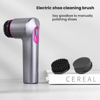 Brosse de nettoyage de chaussures électrique 3-en-1, 1200 mAh, rechargeable, sans fil, polisseuse de chaussures portable, kit de nettoyage de baskets pour la maison et les voyages