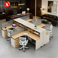 Poste de travail partagé multi-personnes, bureau pour 4 personnes, bureau avec armoire et étagère, grande table de bureau pour usage professionnel