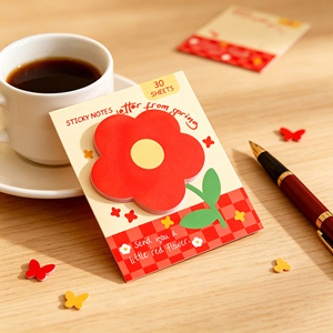 Bloc de Notas Adhesivas con Diseño de Flores Rojas, 30 Hojas, Autoadhesivas - Product Image 3