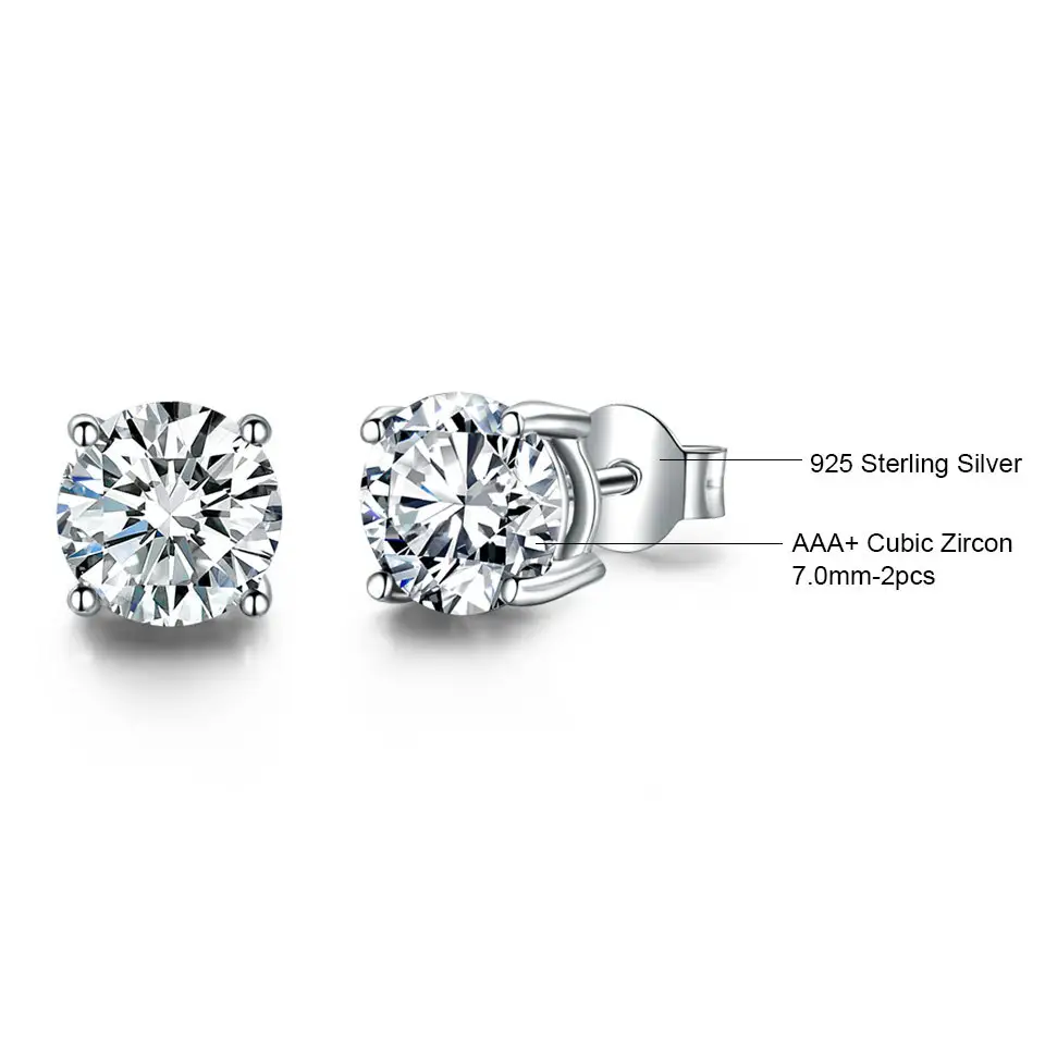 925 Sterling Bạc Hợp Thời Trang Vòng Stud Bông Tai Với Zircon Đá Quý Đồ Trang Sức Thời Trang Cho Phụ Nữ Unisex Bên Engagements