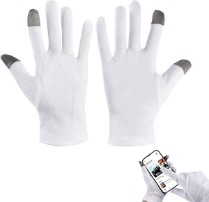 Venta al por mayor blanco lavable guantes de algodón estirables para niños manos secas eczema hidratante cosmético Skin Spa - Product Image 4