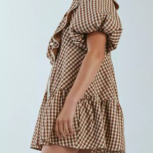 Vestido de Mujer en Oferta, con Encaje, Estampado de Gingham, Mini Vestido de Verano, Estilo Casual Bohemio, OOTD - Product Image 5