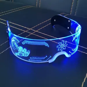 Süper parlak Led fütüristik elektronik vizör gözlük Rave parti Bar disko Led ışık gözlük çok renkler