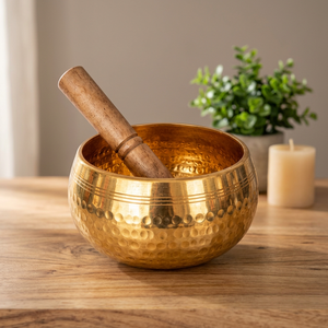 Cuenco Tibetano de Latón Martillado Hecho a Mano con Mazo de Madera para Meditación, Sanación Sonora, Yoga y Oración - Product Image 6