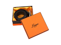 Boîte d'emballage de luxe pour portefeuille et ceinture de marque, boîte en carton orange avec couvercle et base
