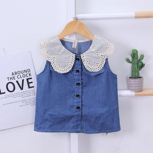 Nouvelle combinaison en jean bleu sans manches pour filles, design d'été pour enfants, fabricant chinois - Product Image 3