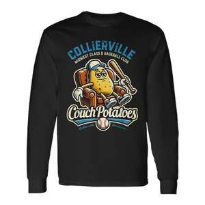 Camiseta de manga larga Collierville Couch Potatoes con diseño de béisbol de las ligas menores - Product Image 1