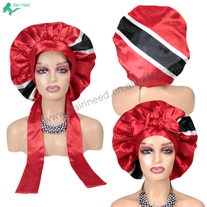 定制双层婴儿和成人缎子发帽缎子设计师帽子，带圣文森特国旗标志定制 - Product Image 5