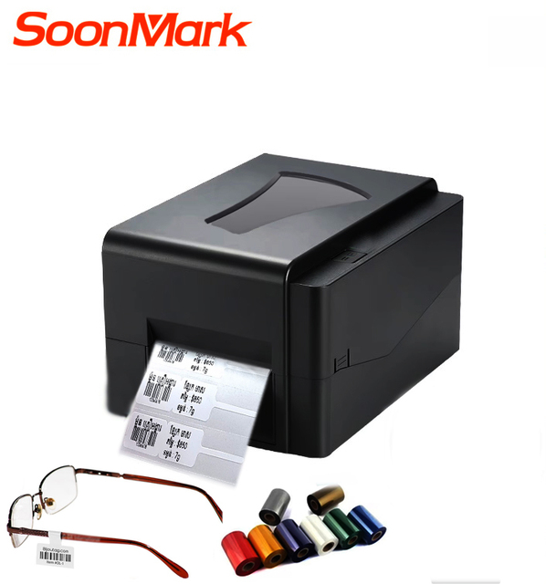 Desktop 203dpiThermal Self-adhesiveTape Label Printer Thermal Transfer Label Printer 108mm Ribbon Roll Capacity Barcode Printer