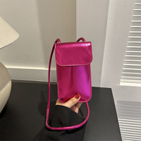 Pochette bandoulière en cuir PU métallisé pour téléphone, mini sac à bandoulière, étui portefeuille avec longue sangle, essentiels de voyage tendance pour femme