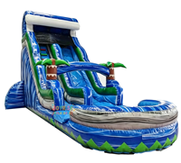 Toboggan aquatique gonflable de qualité commerciale Ocean Wave Blue, grande piscine gonflable avec toboggan