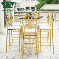 Ensemble table et chaises de bar modernes en acier inoxydable pour mariages, réceptions, hôtels et événements
