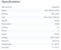 Goldshell MINI DOGE III PLUS 810M, l'ordinateur hôte tout-en-un le plus rentable, MINI DOGE III PLUS 810m 500W