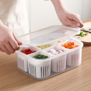 Kotak penyimpanan bawang putih jahe bawang putih, untuk kulkas buah sayuran segar plastik persegi panjang wadah makanan dapur - Product Image 3