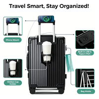 Valise à roulettes rigide résistante aux chocs avec ouverture frontale et port USB, idéale pour les voyages d'affaires - Offre Spéciale