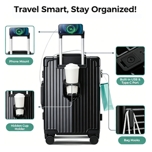 Valise à roulettes rigide résistante aux chocs avec ouverture frontale et port USB, idéale pour <span class=keywords><strong>les</strong></span> voyages d'affaires - Offre Spéciale - Product Image 2