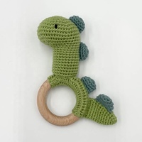 Poupée Animal en coton biologique doux, jolis jouets hochet au Crochet, anneau de dentition artisanal, silicone de qualité alimentaire, vente en gros