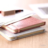 Carnet A5 brillant avec couverture en PU, couverture rigide personnalisée, magnifique journal en PU brillant avec bande élastique