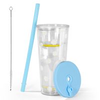 24oz RTS cangkir kopi es bunga estetika dapat digunakan kembali cangkir Boba dinding ganda gelas plastik tahan bocor Tumbler