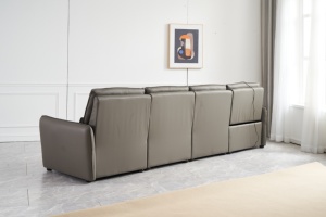 Canapé inclinable électrique 4 places en cuir véritable Power Smart avec design moderne et fonction de refroidissement pour salon - Product Image 6