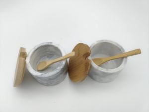 Salero y Azucarero de Mármol con Tapa de Bambú, Contenedor de Especias Estilo Americano con Conservación de Frescura para la Cocina del Hogar - Product Image 6