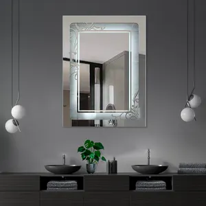 Salle de bain Miroir mural rétroéclairé moderne Anti-buée Rectangle haute définition Miroir LED intelligent