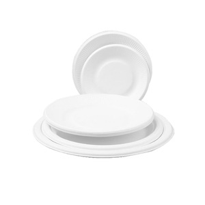 Platos de papel desechables redondos blancos de 6, 7, 8, 9 y 10 pulgadas biodegradables para servir comida para llevar - Product Image 2