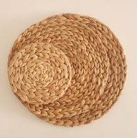 Sets de table ronds en jacinthe d'eau napperons-napperons de table en osier tissé de qualité de luxe jonc de mer en bois naturel fait à la main
