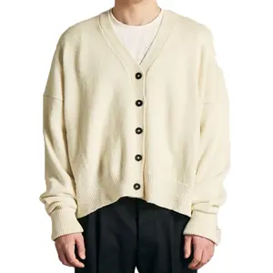QYOURECLO 주문 로고 도매 특대 팔목 연결 작풍 대원 목 공백 카디건 남자 스웨터