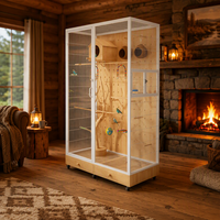 Cabinet spacieux pour oiseaux de grande taille, volière intérieure robuste, structure en bois durable, conçu pour plusieurs oiseaux