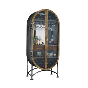 Italian Luxury Retro Solid Wood Glass Wine <b>Cabinet</b> Stainless Steel Sideboard Home Furniture Simple <b>Wall</b> <b>Display</b> Ccbc-301 Solid - Product Image 1