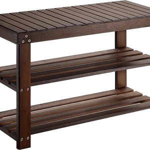 Solid Wood <b>Shoe</b> <b>Rack</b> 27.5 In Multi Layer <b>Storage</b> Bench For Entryway Living Room - Product Image 5