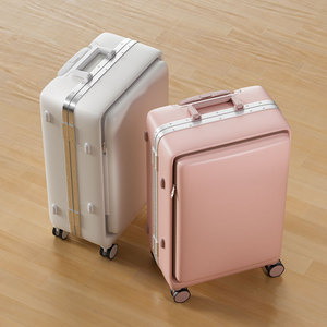 Front Opening Carry On Suitcase 20 Inch Aluminum <b>Frame</b> Spinner Wheels Lockable Travel Luggage Unisex Solid Color Winter 2024 - Product Image 1