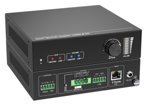 Dante-Enabled Mini Power Amplifier 2x30W Stereo 1x60W Bridged RS-232 24V DC/PoE+ 50W 100W <strong>Output</strong> Metal Home <strong>Audio</strong> System - Product Image 2