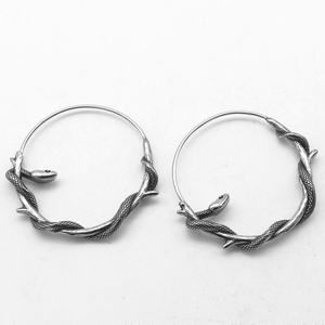 Pendientes de Aro Grandes de Acero de Titanio con Diseño de Serpiente y Hebilla Fácil, Ideales para Fiestas y Discotecas, Venta al por Mayor - Product Image 4
