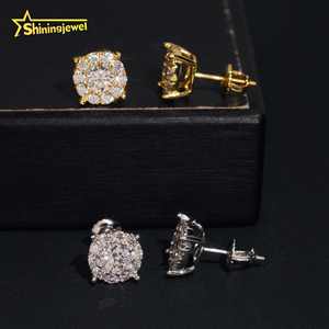 Серьги-гвоздики в виде муассанита, 8,8 мм, серебро, 925 в стиле хип-хоп - Product Image 5